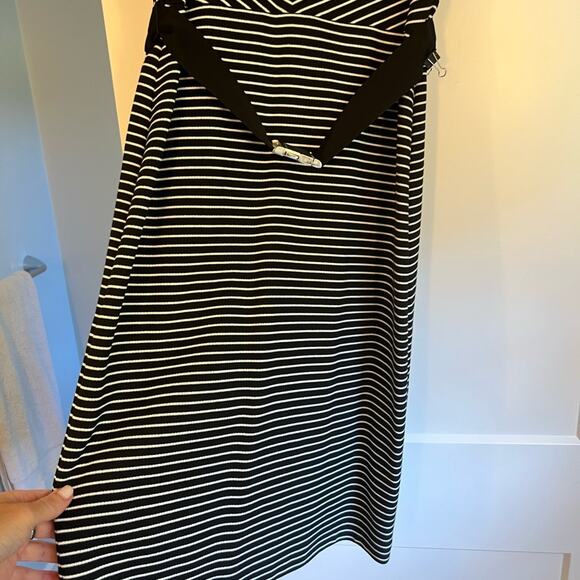 Hugo Boss Hedra Belted Dress Black White Sz 4-NWT - Picture 5 of 11